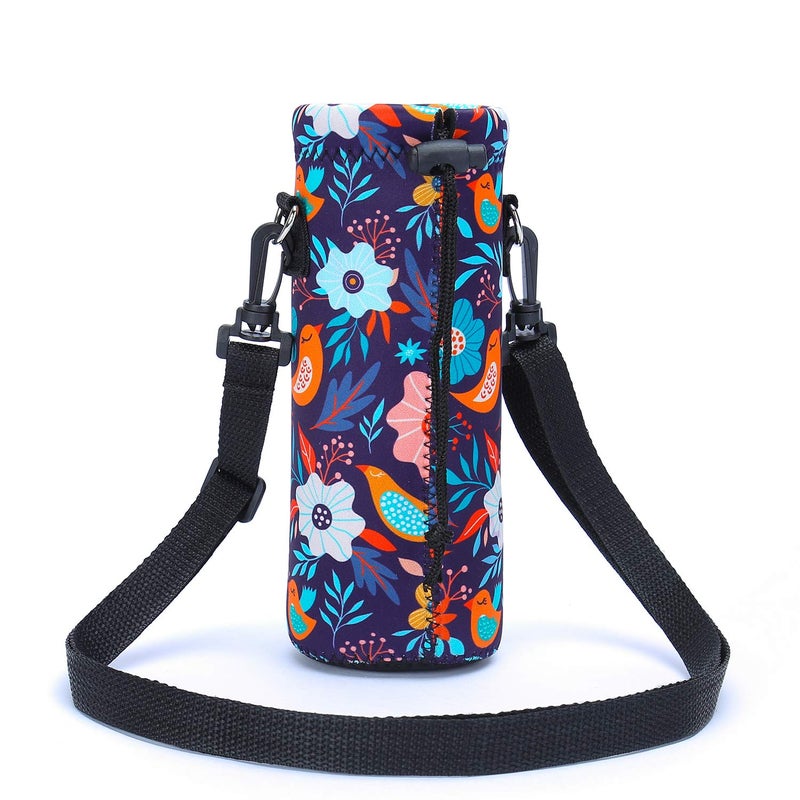 AMARY 750ML Neoprene Water Bottle Carrier Bag with Adjustable Shoulder Strap,Insulated Water Bottle Cover for Stainless Steel/Glass/Plastic Bottles 24OZ (Birds) - Image 3